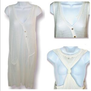 MADO et les autres Swim Cover Up Sweater Dress Asymmetrical Knot Back White 4